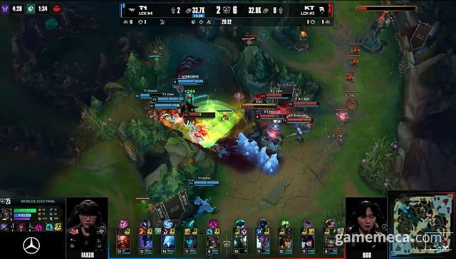 ▲ 2025 월즈 4세트 주요 장면 (사진출처: LCK 공식 유튜브 채널 갈무리)