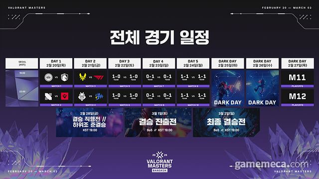 발로란트 마스터즈 방콕 전체 경기 일정 (사진제공: 라이엇게임즈)