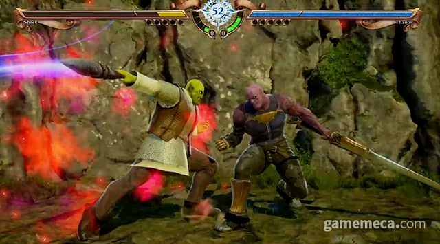 슈렉과 타노스의 결투를 볼 수 있는 소울칼리버 6 (사진출처: 유튜브 'Shirrako' 채널 갈무리) 