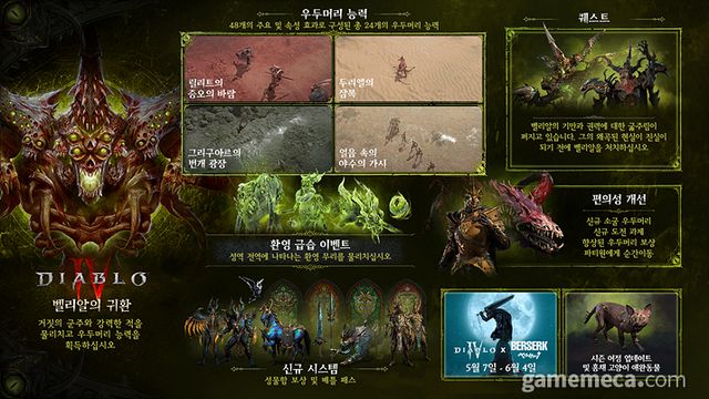 디아블로 4 벨리알의 귀환 시즌 정보 요약 (사진제공: 블리자드)