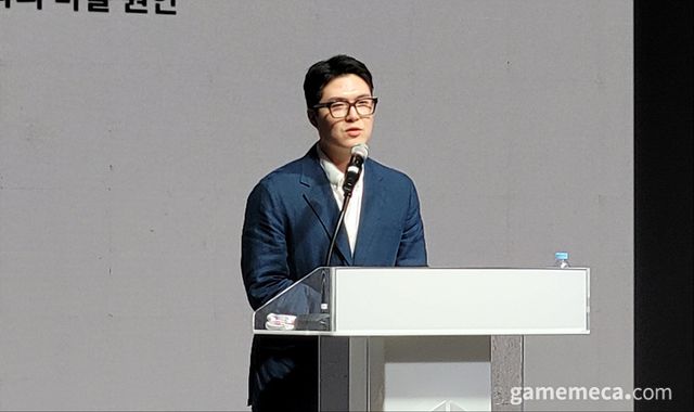 간담회에 참석한 안웅기 COO (사진: 게임메카 촬영)