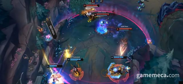 5세트 탑 다이브에 성공하는 젠지 (사진출처: LCK 공식 유튜브 영상 갈무리)