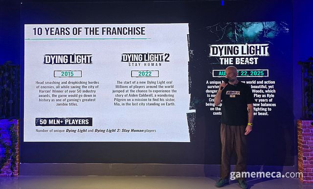 현장에서는 티몬 스멕탈라 총괄 디렉터의 다잉 라이트 시리즈 소개와 인터뷰, 시연 등이 이루어졌다 (사진: 게임메카 촬영)