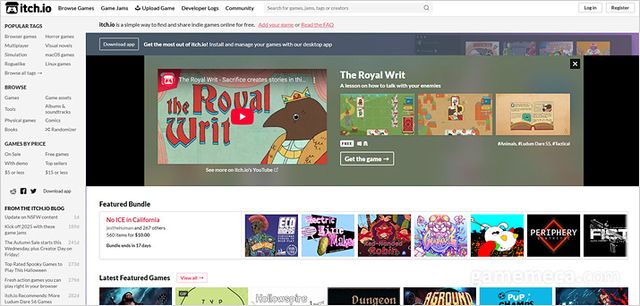itch.io 공식 홈페이지 (사진출처: itch.io)