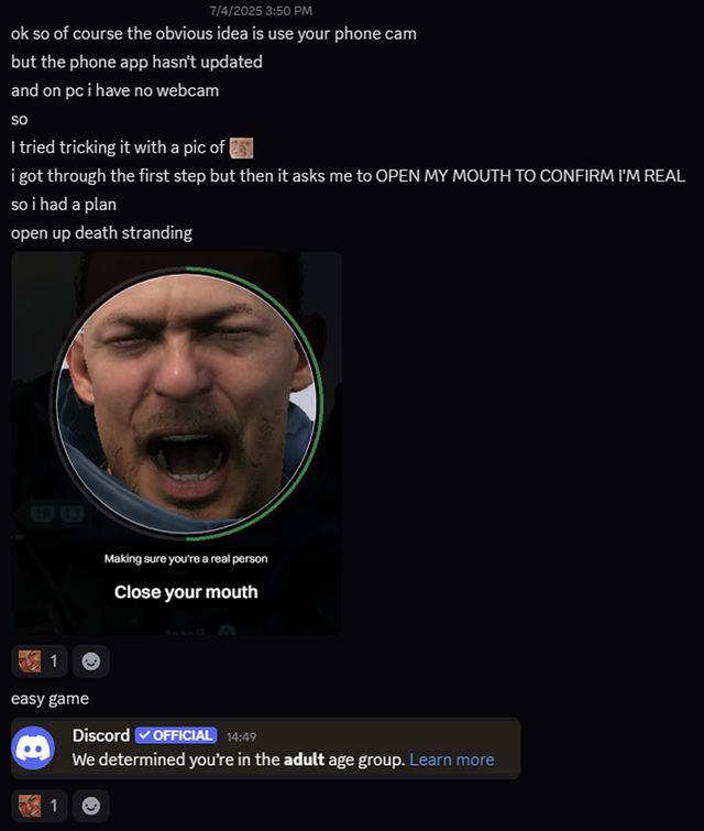 디스코드 성인 인증을 진행한 Dany Sterkhov의 디스코드 창 (사진출처: 개발자 Dany Sterkhov 개인 X)