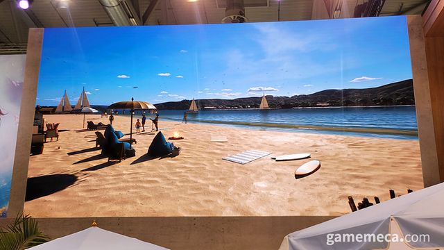 그 위 대형 스크린에는 차하야의 아름다운 풍경들이 나오고 있고 (사진: 게임메카 촬영)