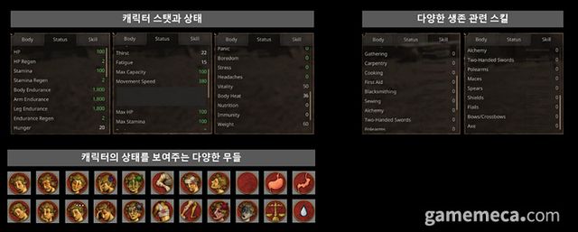 프로젝트 좀보이드를 연상케 하는 다양한 캐릭터 상태 (사진제공: 카카오게임즈)