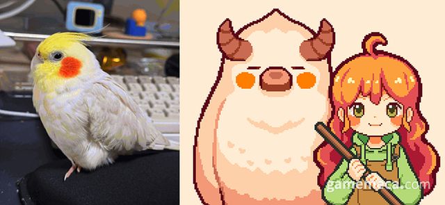 마스코트 '카코'와 모티브가 된 앵무새 '살구' (사진제공: 사일)