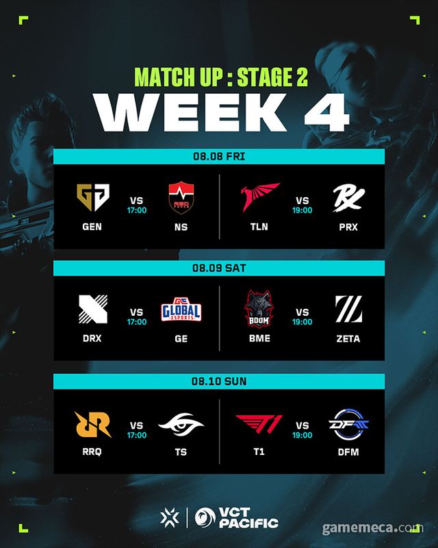 VCT 퍼시픽 스테이지 2 4주차 일정 (사진제공: 라이엇게임즈)