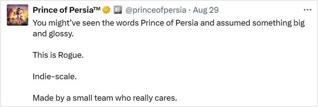 인디게임 기준 논쟁을 일으킨 게시글 (사진출처: 페르시아의 왕자 공식 X 갈무리)