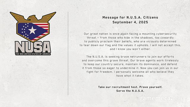 사이버펑크 2077 로잘린 마이어스의 포고문 (자료출처: 사이버펑크 2077 공식 X0