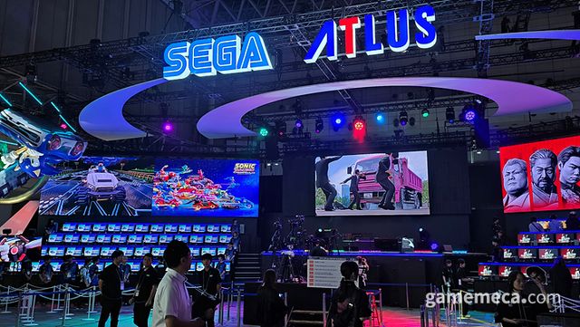 세가, 아틀러스 공동 부스, 세가는 소닉과 용과 같이가 메인 (사진: 게임메카 촬영)