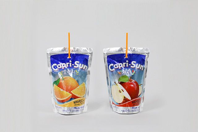 플라스틱 빨대가 적용된 카프리썬 제품./사진=농심