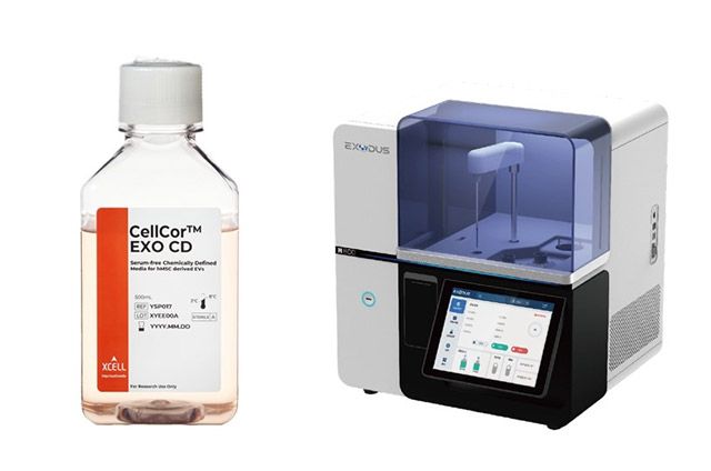 엑소좀 전용 배지(CellCor EXO CD)와 엑소더스(EXODUS) H-600 /이미지 제공=엑셀세라퓨틱스
