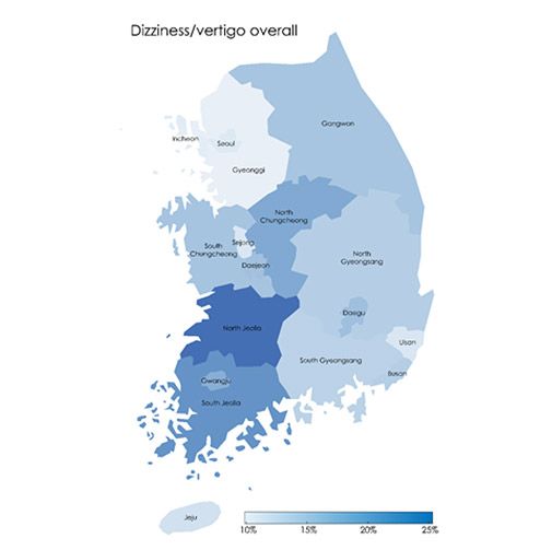 지역에 따른 어지럼증의 비율 /이미지 제공=분당서울대학교병원