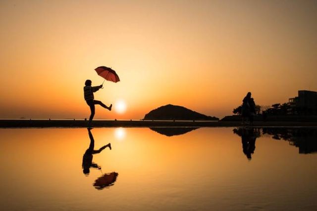 치치부가하마. 오후 간조기 때 바람이 많지 않아 사진을 찍기 가장 좋다.