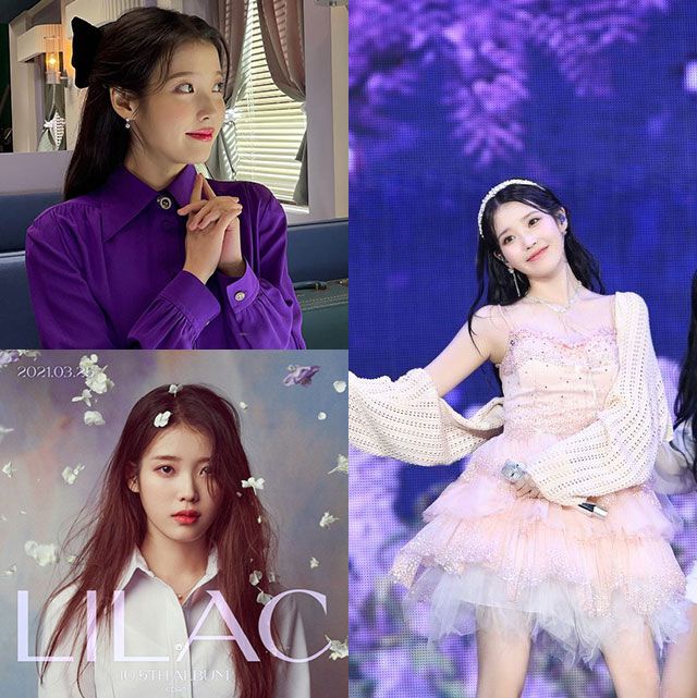 다섯 번째 정규 앨범 'LILAC(라일락)' 앨범 자켓과 콘서트 중 한 장면. /사진 출처=아이유 SNS, EDAM엔터테인먼트