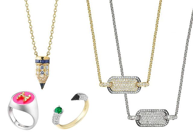 샐리 손 대표 컬렉션인 'The Pencil' 주얼리와 'Tell me more' 목걸이, 이니셜 반지 /사진 출처=샐리 손