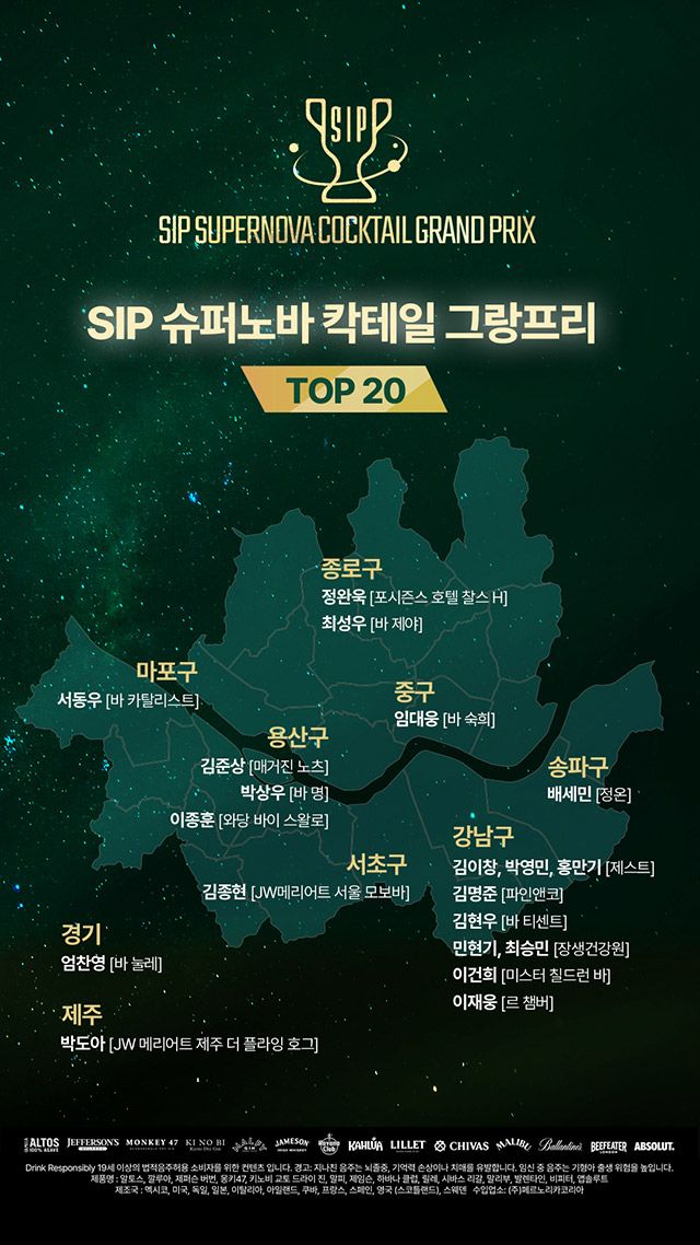 ‘SIP 슈퍼노바 칵테일 그랑프리’ TOP 20 바./사진=페르노리카 코리아