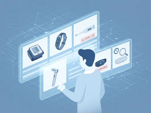 온라인상에서 불법 의료기기 광고를 감시·차단하는 개념 일러스트. 정부는 플랫폼 기반 광고 모니터링 체계 강화를 추진하고 있다. /이미지=AI 생성