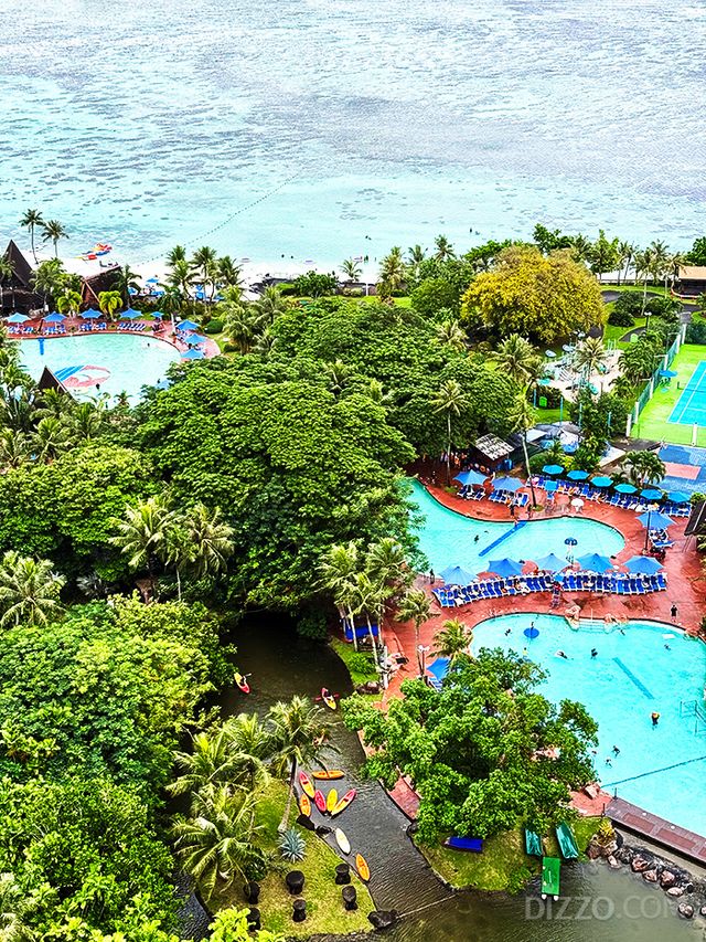 PIC 괌 객실에서 내려다 본 워터파크 모습(사진촬영=서미영 기자)