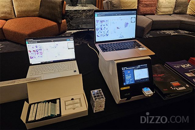 기자간담회 현장에는 노을의 주력 제품인 'miLab™(마이랩)'이 전시됐다.