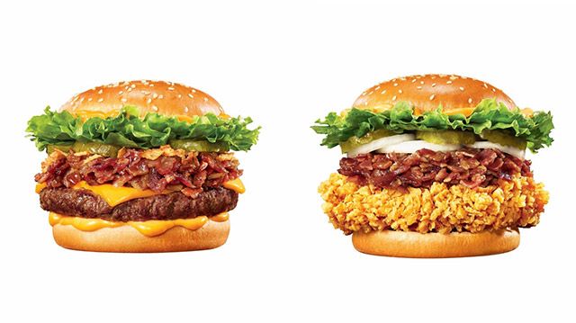 에드워드 리 비프버거와 에드워드 리 싸이버거 제품 이미지.(왼쪽부터)/ 사진=맘스터치앤컴퍼니