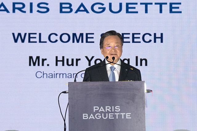 허영인 SPC그룹 회장이 25일(현지시각) 열린 ‘파리바게뜨 조호르 생산센터’ 준공식에서 축사를 하고 있다./사진=SPC그룹