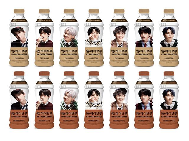 수출 전용으로 제작 된 BTS 패키지 커피 ‘하이브루’./사진=hy
