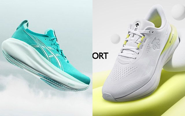 아식스 ‘젤-님버스 27’, 데상트코리아 ‘에너자이트 슈퍼 V4’./사진=각 사 제공