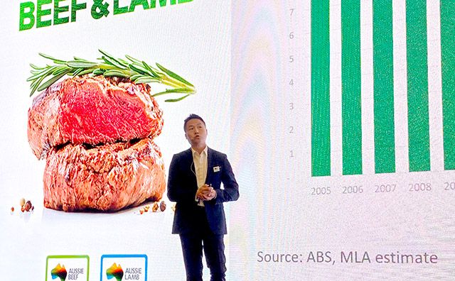 호주축산공사 한국대표부 고혁상 지사장은 호주 축산업계의 최신 동향과 수출 시장, 그리고 국내 시장 변화에 대해 발표하고 있다./사진=김경희