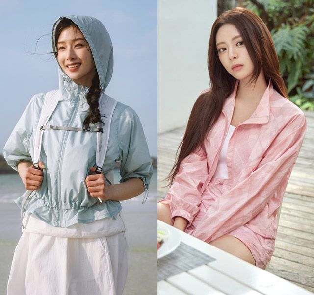 아이더‘시어 경량 자켓’과 다이나핏 '어도어 배색 나일론 자켓’./사진=각 사 제공