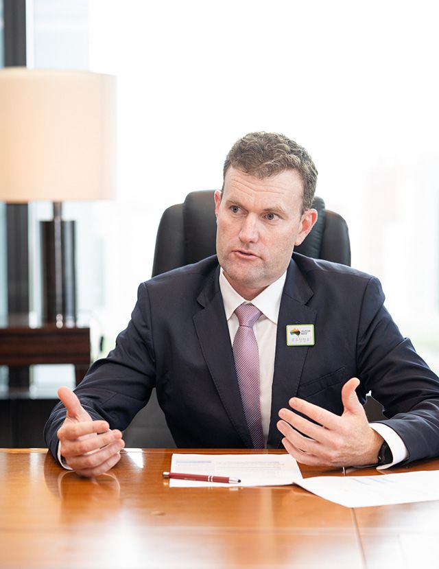 크로울리 대표는 호주축산공사의 지속가능성의 목표와 이를 실행하기 위한 계획과 성과에 대해 설명하고 있다./사진=호주축산공사