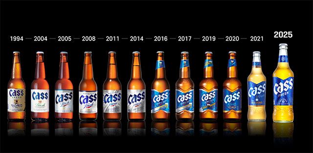 카스 프레시 패키지 디자인 변천사./사진=오비맥주