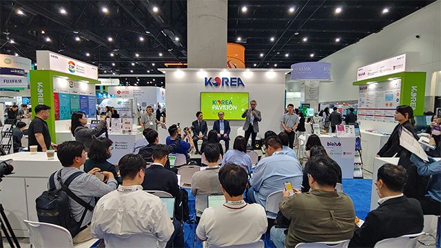 지난해 BIO USA 2024 한국관 기자간담회 현장. 올해 행사 첫날인 6월 16일에도 개관식 및 기자간담회가 예정돼 있다. /사진 제공=한국바이오협회