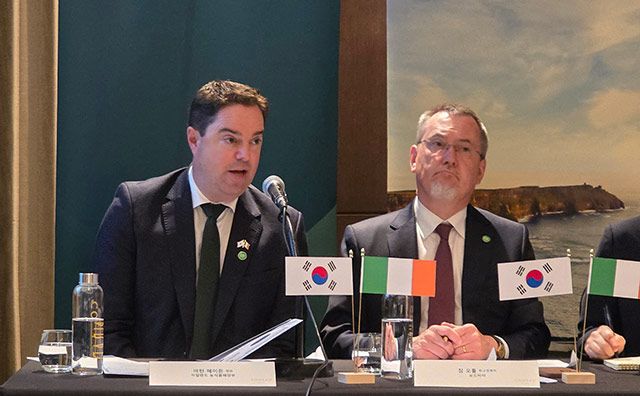 아일랜드 식품청 보드비아와 주한 아일랜드대사관은 9일 오후 서울 여의도 콘래드호텔에서 기자간담회를 열고, 식음료 수출 현황과 한국 시장에 대한 비전을 발표하고 있다./사진=김경희