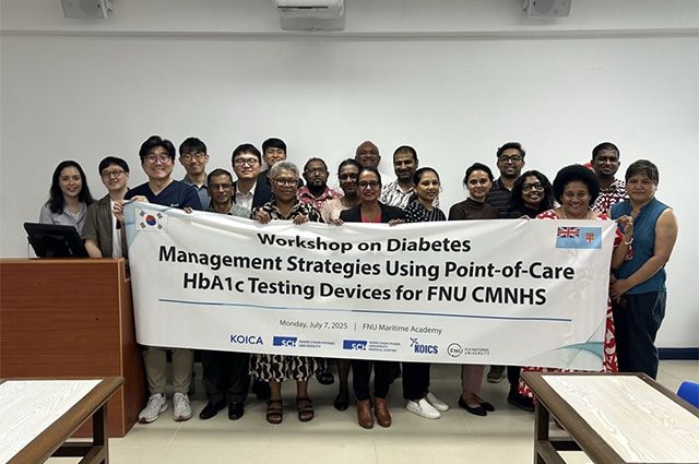 순천향대학교와 피지 국립의대가 진행한 '현장진단 당화혈색소 측정기를 활용한 당뇨 관리 전략' 워크숍 모습 /사진 제공=오상헬스케어
