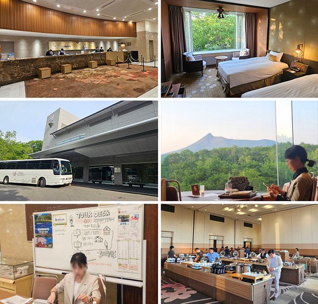 프린스 호텔, 객실 및 뷔페식당, 골프 관련 임시 데스크.