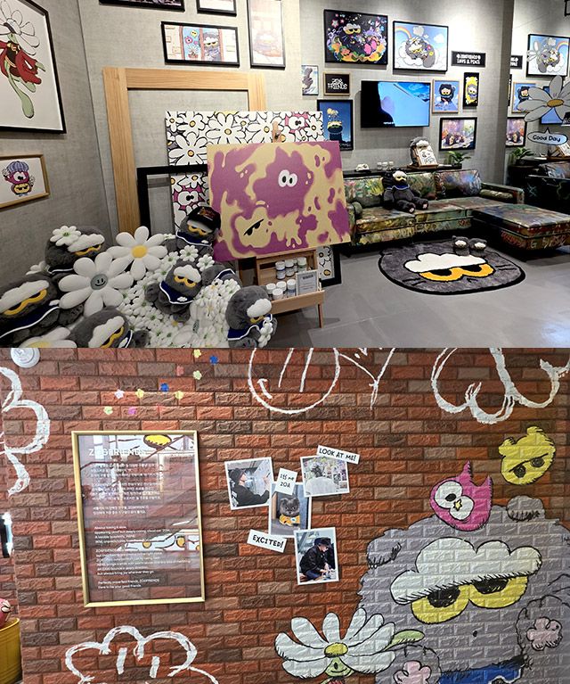 매장 곳곳에 G-DRAGON의 드로잉과 심볼 오브젝트와 굿즈들이 진열되어 있다./사진=김경희