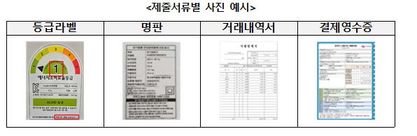 으뜸효율 가전제품 환급사업에 필요한 증빙서류 예시 화면./사진=산업통상자원부