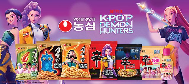 농심은 오는 8월 말부터 신라면과 새우깡, 신제품 신라면 툼바 만능소스 패키지에 케이팝 데몬 헌터스 주요 캐릭터를 적용한 한정판 제품을 선보인다./사진=농심