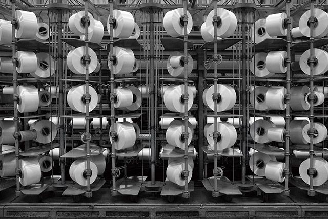 효성티앤씨 구미공장에서 생산되고 있는 친환경 섬유 리젠 폴리에스터./사진=효성티앤씨