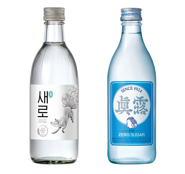롯데칠성음료 제로 슈거 소주 ‘새로’와 하이트진로 소주 ‘진로’./사진=각 사