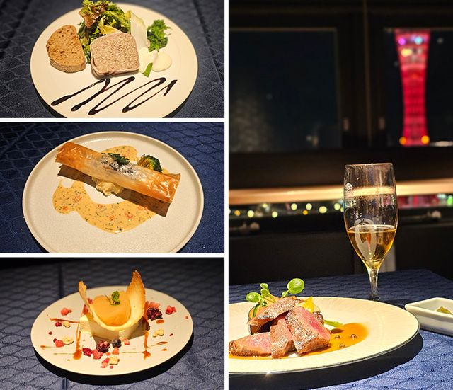 고베 포트타워 호텔 레스토랑 ‘HIDE OUT’의 코스요리./ 사진 출처=고베 관광국