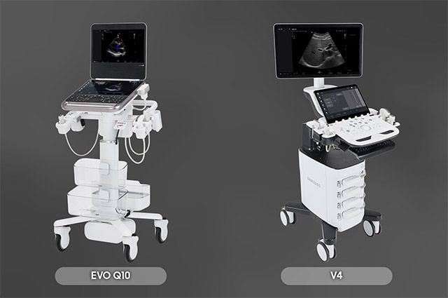 삼성메디슨 초음파 진단기기 ‘V4’와 이동형 초음파 시스템 ‘EVO Q10’. /사진=삼성메디슨