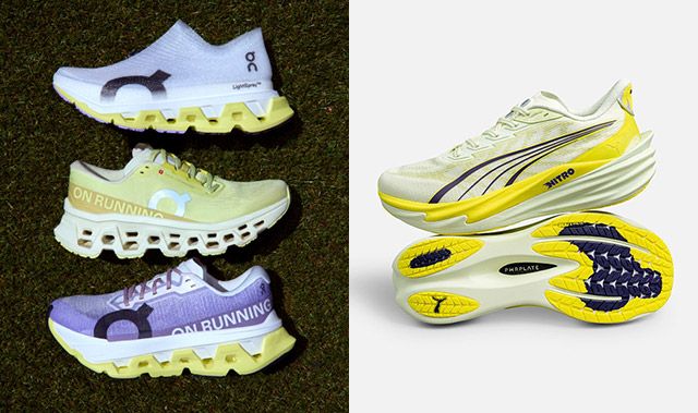 온의 클라우드몬스터3 신규 라인업 3종, 푸마의 디비에이트 나이트로 4. /사진=각 사