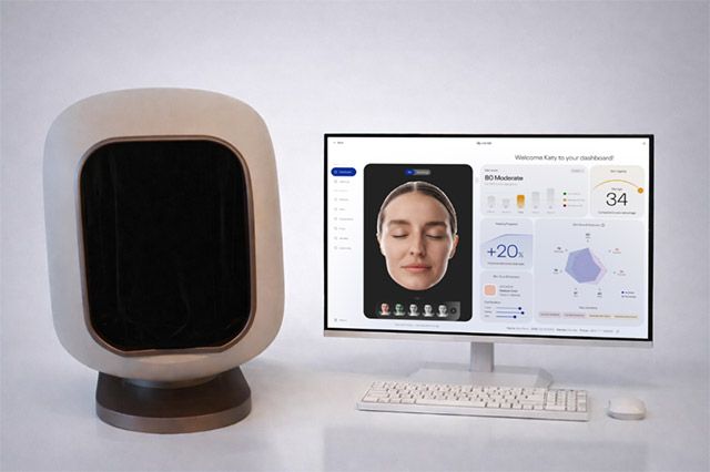 AI 기반 피부 분석 솔루션 ‘루스킨X(LuskinX)’와 분석 결과 화면 예시. /이미지=룰루랩