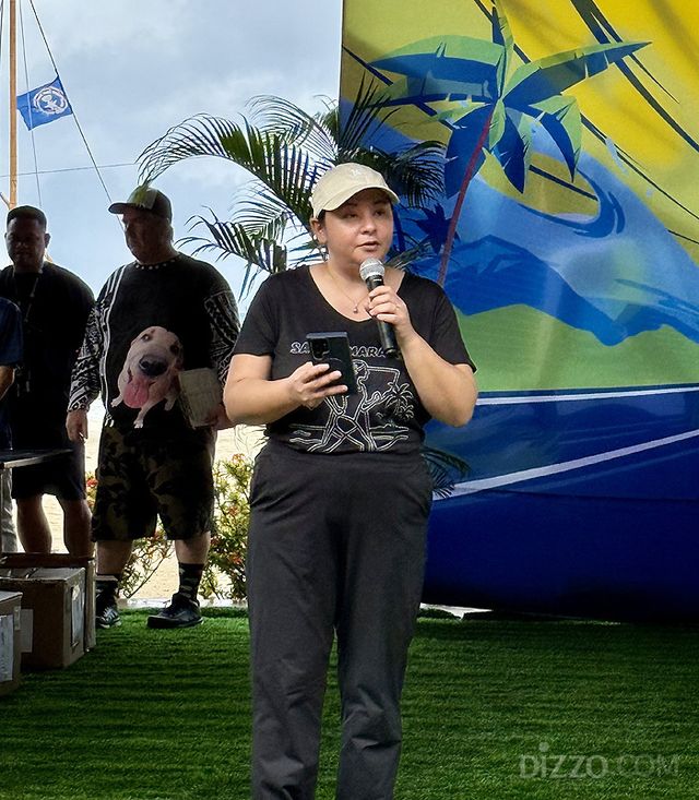 2026 사이판 마라톤에서 축사를 하고 있는 자마이카 타이헤론(Jamika R. Taijeron) 마리아나관광청 청장(사진촬영=서미영 기자)