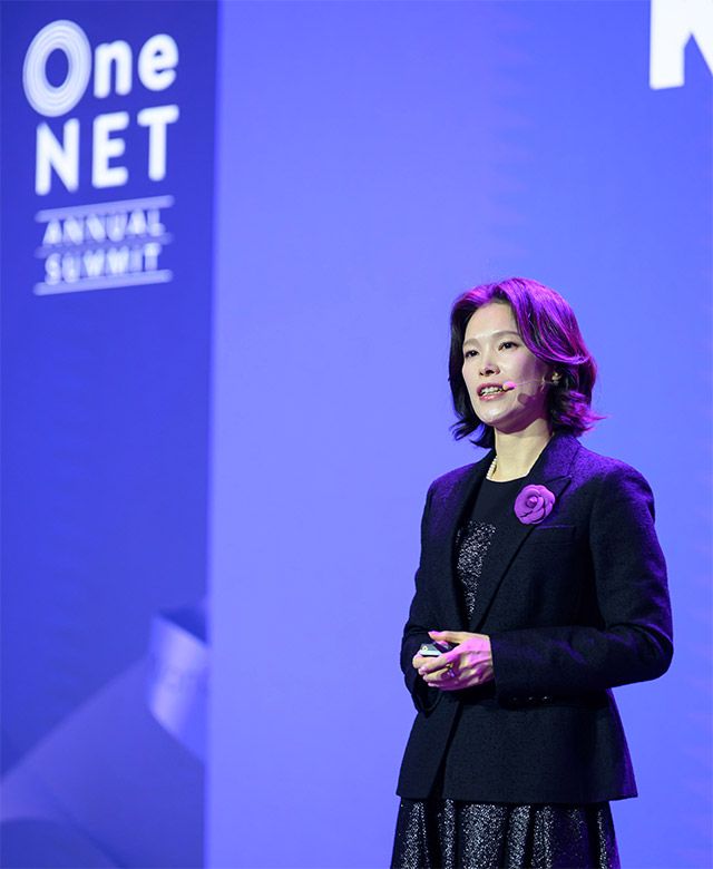 조유리 WSA코리아 대표가 원넷(OneNET) 행사에서 발표하고 있다. /사진=WSA코리아