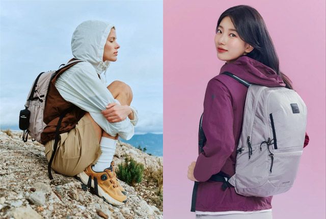 아이더 하이킹화 클로우 라이트와 K2 경량 배낭 애니라이트(ANYLITE) 시리즈./사진=각 사